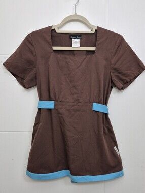 Cherokee Brown Tunic Top with Blue Trim